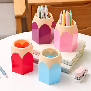 Colorful Hexagonal Plastic Pen Holder <b>Large</b> Capacity <b>Desk</b> Storage For Student Office Use - Product Image 3