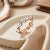 Bague éternité en diamant de laboratoire, forme alternée, plaqué or, bijoux de mariage