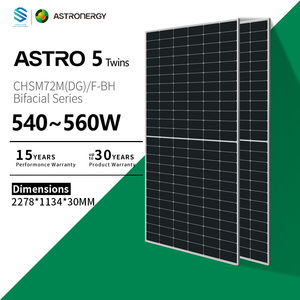 แผงโซลาร์เซลล์ <span class=keywords><strong>Astronergy</strong></span> Astro 5 Twins <span class=keywords><strong>540W</strong></span> 545W 550W 560W แบบสองหน้า รองรับแรงดันไฟฟ้าสูงสุด 1500VDC - Product Image 1