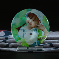 Trophées en verre cristal rond vierges écologiques en gros, médailles et plaques personnalisées avec logo gravé en 3D pour souvenirs