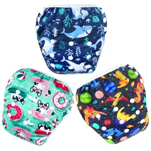 可重复使用的婴儿游泳尿布防水按扣可调布尿布女孩泳池裤