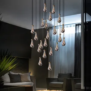 Modern Style Lamp Rain Drop Spiral Crystal Brass Chandelier Glass Chandelier Drop Hanging Light Crystal Pendant Lights