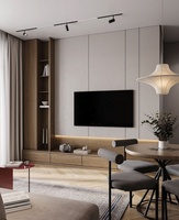 Meuble TV moderne de luxe écologique multifonctionnel avec console multimédia murale en pierre de travertin et cheminée intégrée
