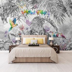 Sud-est asiatique forêt tropicale humide fleurs, oiseaux, plantes vertes papier peint salon <span class=keywords><strong>Tv</strong></span> fond mur papier peint - Product Image 3