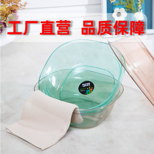 Bac en plastique transparent de forme irrégulière pour le lavage du linge et des légumes, usage domestique, gris clair, orange, bleu - Product Image 3