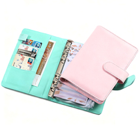 Organisateur de budget portable en cuir PU rechargeable personnalisé, couverture de classeur à anneaux A6 5, format macaron, vente en gros