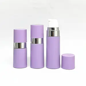 20ml 15ml 30ml 50ml botella de bomba sin aire púrpura mate recargable botella de crema de protección solar sin aire reciclable cosmética de plástico PP