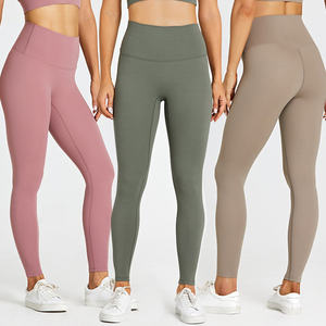 थोक महिलाओं की उच्च कमर जिम फिटनेस पैंट लुभावनी खेल थें टी-लाइन ठोस पैटर्न योग लेगिंग बट लिफ्ट लेगिंग - Product Image 3