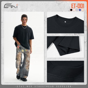 T-shirt surdimensionné 100% coton vierge 240G T-shirt homme avec logo 3d personnalisé lourd vente en gros - Product Image 2
