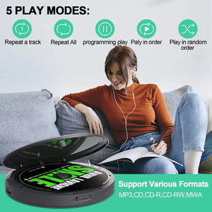 Lecteur CD portable rechargeable avec haut-parleur stéréo intégré, Bluetooth, anti-saut de disque, lecteur CD/USB compatible CD/VCD pour voiture, maison, étudiant - Product Image 4