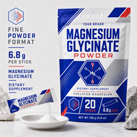 Poudre de glycinate de magnésium à formule personnalisée 6,8 g en sachets individuels, 20 sachets, fabricant de compléments alimentaires OEM ODM