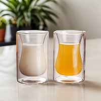 Tasse en verre soufflé à la main double paroi, 120 ml, en borosilicate transparent, résistante à la chaleur, anti-fuite, pour lait, écologique