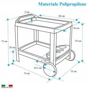 Plastic Garden Food <b>Trolley</b> With Wheels 53x74x73 Cm <b>White</b> Outdoor Cart 2 Shelves Utility Cart - Product Image 2