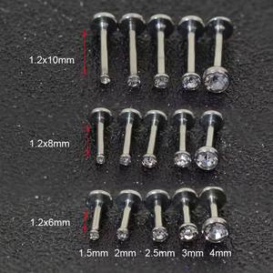 เครื่องประดับเจาะปากสแตนเลสอย่างดีของ Amelia ขนาด 1.5-4 มม. แกน 1.2 มม. ประดับเพชรซิร์คอน ดีไซน์ทันสมัย แหวนเจาะลิ้น/ปาก - Product Image 2