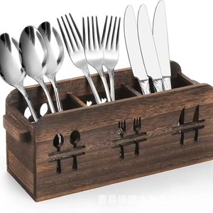 Organizador de Cubiertos de Madera, Porta Cuchillos y Tenedores, Decoración Rústica para Mesa, Estante de Madera Sólida, Almacenamiento de Cocina, Multifuncional - Product Image 5