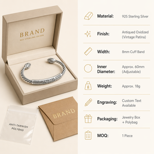 Pulsera de Mantra Budista Tibetano, Brazalete Abierto de Plata Antigua Vintage con Capullo de <span class=keywords><strong>Loto</strong></span>, Joyería Étnica Boho Hecha a Mano - Product Image 4