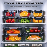 Ensemble de 12 contenants alimentaires en borosilicate de haute qualité avec couvercles hermétiques, bols micro-ondables pour la préparation des repas, adaptés au congélateur