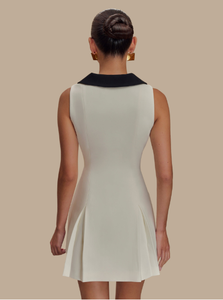 Vestido de fiesta sin mangas con botón de Metal y solapa grande para mujer, vestido de noche de lujo con silueta ceñida a la cintura templada - Product Image 2