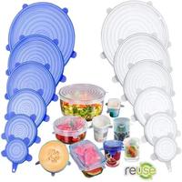 6 tapas elásticas reutilizables para almacenamiento de alimentos, resistentes al calor, aptas para lavavajillas, tapas de silicona elásticas.
