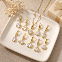 Pendentifs en zircone blanche multi-formes avec passants coniques, ovales, en forme de cœur, ronds, marquises, carrés, breloques en CZ plaqué or pour la fabrication de bijoux