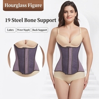Faja Reductora de Cintura con 19 Varillas de Acero, Color Morado, Efecto Reloj de Arena, Moldeadora Corporal para Mujer, Control de Abdomen, Cinturón de Soporte Lumbar para Deporte y Fitness