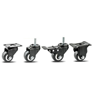 Industrial Casters 1.5 Inch Polyurethane Plate Mount With <b>Locking</b> Mechanism For Machine Tool Racks And <b>Cabinets</b> - Product Image 1
