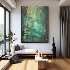 Art mural 3D vertical abstrait minimaliste contemporain Wabi Sabi, peint à la main, pour la décoration de la maison et les galeries - Product Image 1