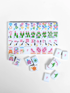 Portable Beauty Theme <b>Mahjong</b> <b>Set</b> Colorful Printed Tiles Travel Game Kit With Zipper Bag - Product Image 3