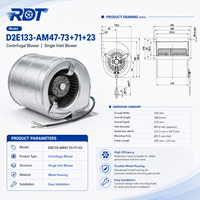 Ventilador Centrífugo de Alto Flujo de Aire D2E133-AM47-73/71/23, Ventilador de Doble Entrada, Alto Rendimiento, Bajo Ruido, Ventilación Industrial