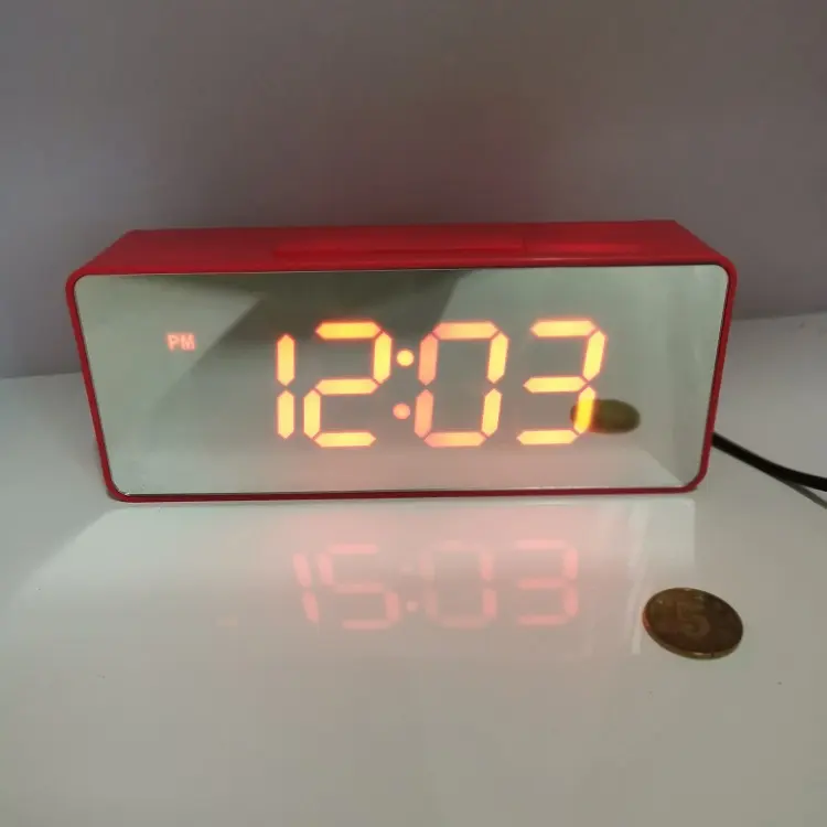 1.3 pollici LED pannello a specchio digitale da tavolo di allarme orologio