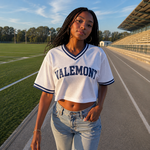 Camiseta Deportiva Personalizada OEM para el Día del Partido, Estilo Universitario, Ropa Deportiva para Mujer, Jersey Corto de Malla - Product Image 1