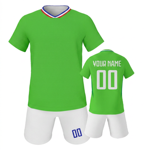 Nouvel ensemble maillot de football personnalisé 2026 pour homme, col en V bleu, manches courtes, imprimé par sublimation, short blanc respirant, tenue d'équipe adulte - Product Image 6