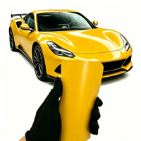 Film de protection de voiture en vinyle métallisé brillant super extensible de 1,52 x 17 mètres, jaune métallisé, pour carrosserie complète, sans bulles