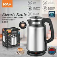 RAF Bouilloire électrique à thé 2L Chaudière à eau chaude Chauffage portable en acier inoxydable avec ébullition rapide et arrêt automatique pour usage domestique