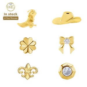 Bijoux fins Lotus personnalisés en or massif 14k 18k, motifs Botte de cowgirl, Chapeau, Trèfle, Nœud, Fleur-de-lis, Gemmes, Boulon, Dents, Bijoux dentaires - Product Image 1