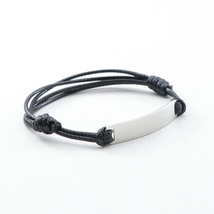 Hot Selling <b>Adjustable</b> Color Rope Braided Leather <b>Bracelet</b> logo Name Custom Engraved Blank Bending bar Stainless Steel <b>Bracelet</b> - Product Image 2
