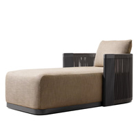 Chaise longue individuelle en aluminium avec revêtement en poudre imperméable personnalisable, tressée en corde, pour l'extérieur, hôtel, piscine