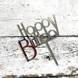 ท็อปเปอร์เค้กอะคริลิค น้ำผึ้งและความหวาน สุขสันต์วันเกิด สีโรสโกลด์ เงิน ดำ ของตกแต่งเค้กวันเกิด - Product Image 4