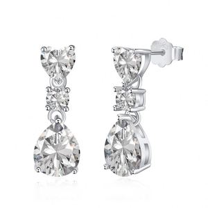 Dylam Trendy <b>Fine</b> Jewelry Women S925 Silver Rhodium Plated Sparkling Heart Tear Diamond 5A Zircon Zirconia <b>Stud</b> <b>Earrings</b> - Product Image 1