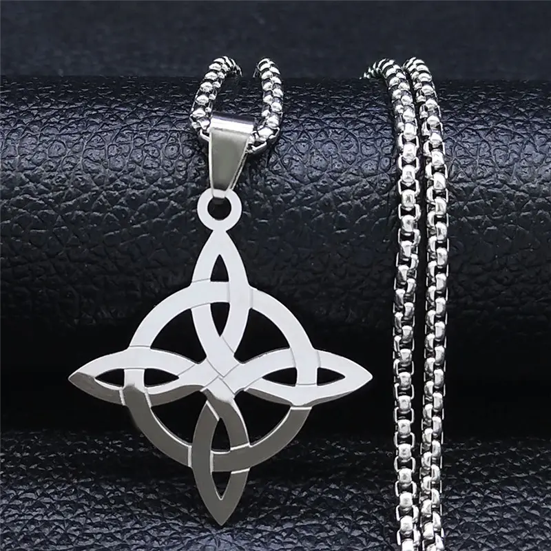 Roestvrijstalen Hekserij Heks Celtic Knoop Geometrie Ketting Mannen/Vrouwen Kettingen Heks Sieraden