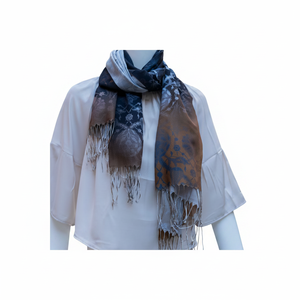 <b>Navy</b> Blue Yellow Ethnic Pattern Digital Print Cotton Women's Shawl One Size - Product Image 2