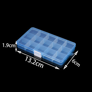 Organizador de joyas, 15 rejillas de plástico transparente con tapa para almacenamiento de pendientes, caja de accesorios, 13,2x6x1,9 cm - Product Image 2