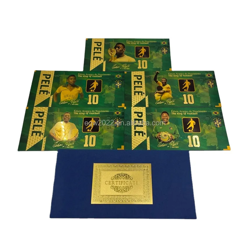 Ready Stock Plastic Pele Card Gold Foil Plated Banknote The King Of Football Commemorate