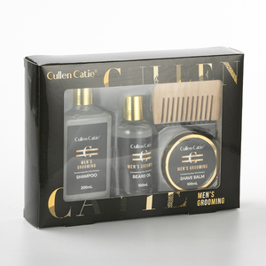 Ensemble de soins pour homme comprenant un <span class=keywords><strong>baume</strong></span> à raser, une huile à barbe, un shampoing et une brosse, en coffret cadeau, spécialement conçu pour les hommes - Product Image 3