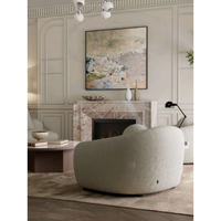 Ensemble de cheminée murale en marbre travertin beige avec cadre en acier intégré, manteau de cheminée monobloc, haute dureté Mohs