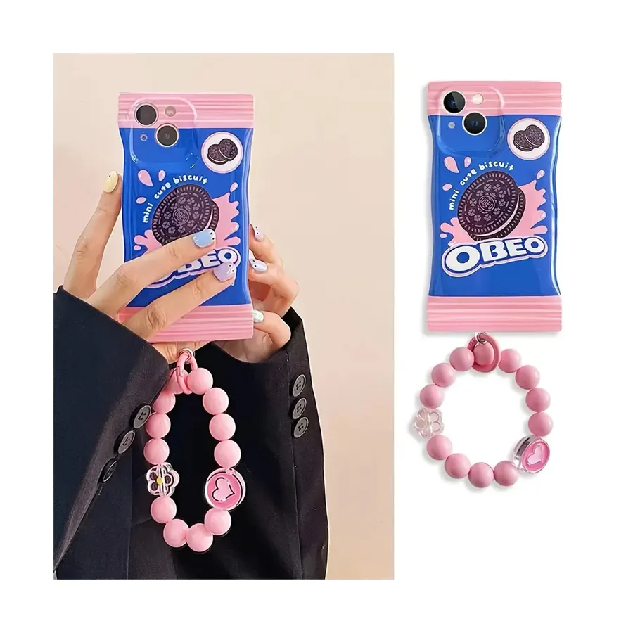 wholesale high quality Chocolate Chip Cookies With Bracelet Phone Case For iPhone case 14 13 12 11 pro max capa de iphone