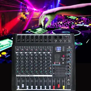 GAX-800 8 Canais Mixing Console com Amplificador de Potência Do Bluetooth Registro 16 efeito DSP USB Mixer De Áudio Profissional