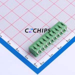 DB125-3.5-10P-GN-S Screw Terminal Block Through hole Component (THT),P=3.5mm Connector 1x10P 3.5mm Green Through Hole - Product Image 2