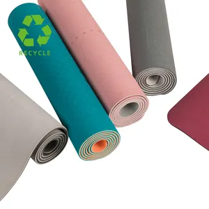 Eko Yoga Mat üretimi yüksek kaliteli organik çevre dostu geri dönüşüm özel baskı dayanıklı 6mm çift renk TPE Yoga matı