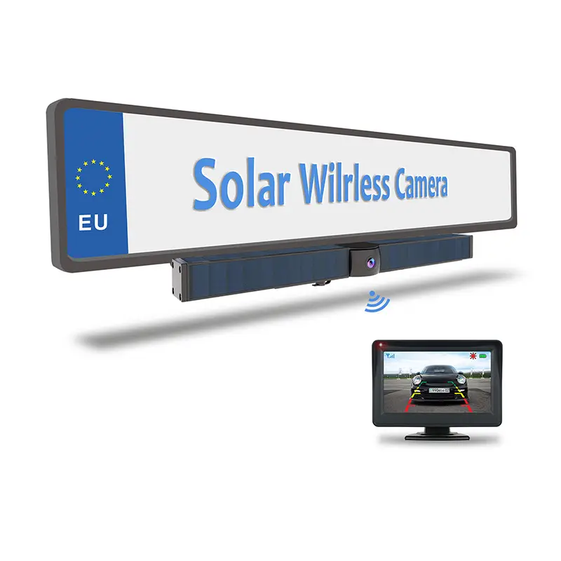 सीई Rohs 2.4G वायरलेस सौर संचालित कार रिवर्स कैमरा Revering सहायता के साथ 4.3 "प्रदर्शन के लिए यूरोपीय संघ लाइसेंस प्लेट कैमरा